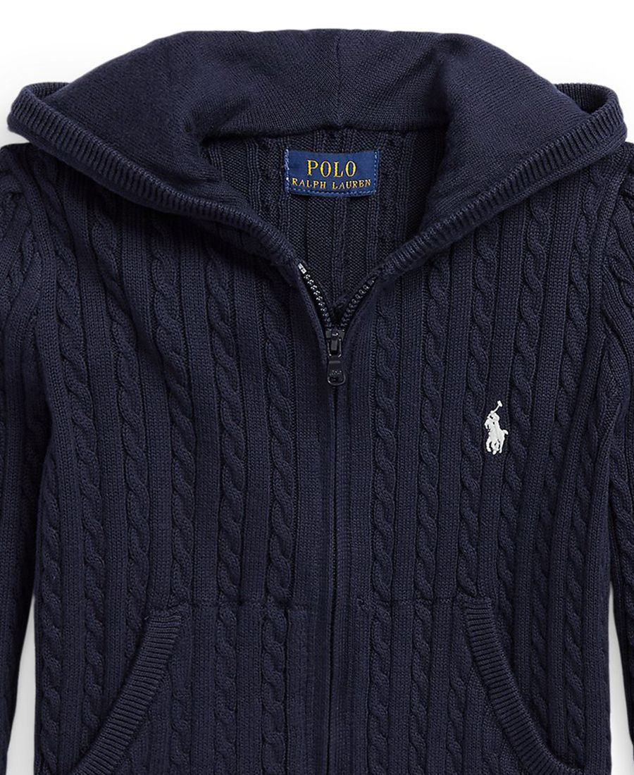 Детская толстовка на молнии с мини-кабелем для девочек 2T-6X Polo Ralph Lauren, Navy — фото 3