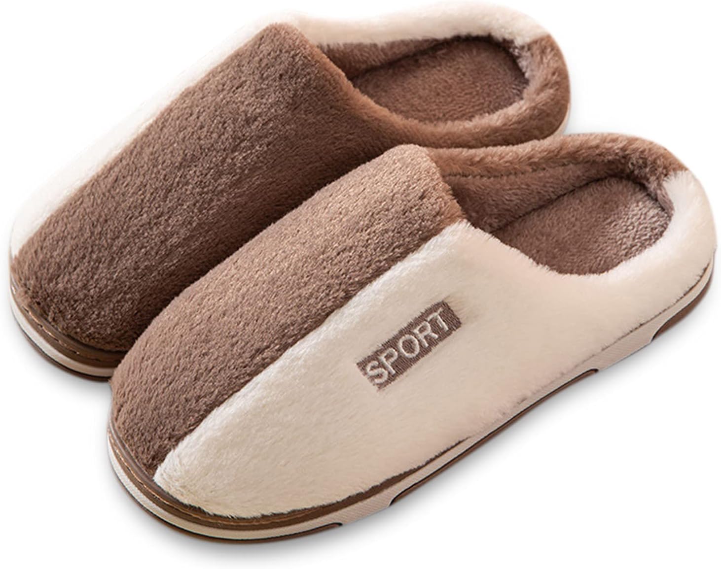 

Мужские домашние тапочки KRIDDR, зимние теплые мягкие уютные, противоскользящие плюшевые обувь, Brown 42/43