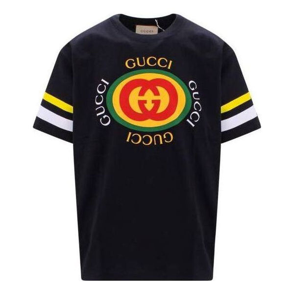 

Футболка gg logo print cotton t-shirts 'black' Gucci, черный