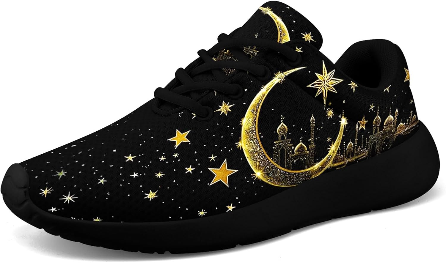 

Кроссовки AWSOLE Moon Star для бега для мужчин и женщин, легкие, модные, для улицы и спортзала, повседневная носка, стильные спортивные кеды, черный/золотой