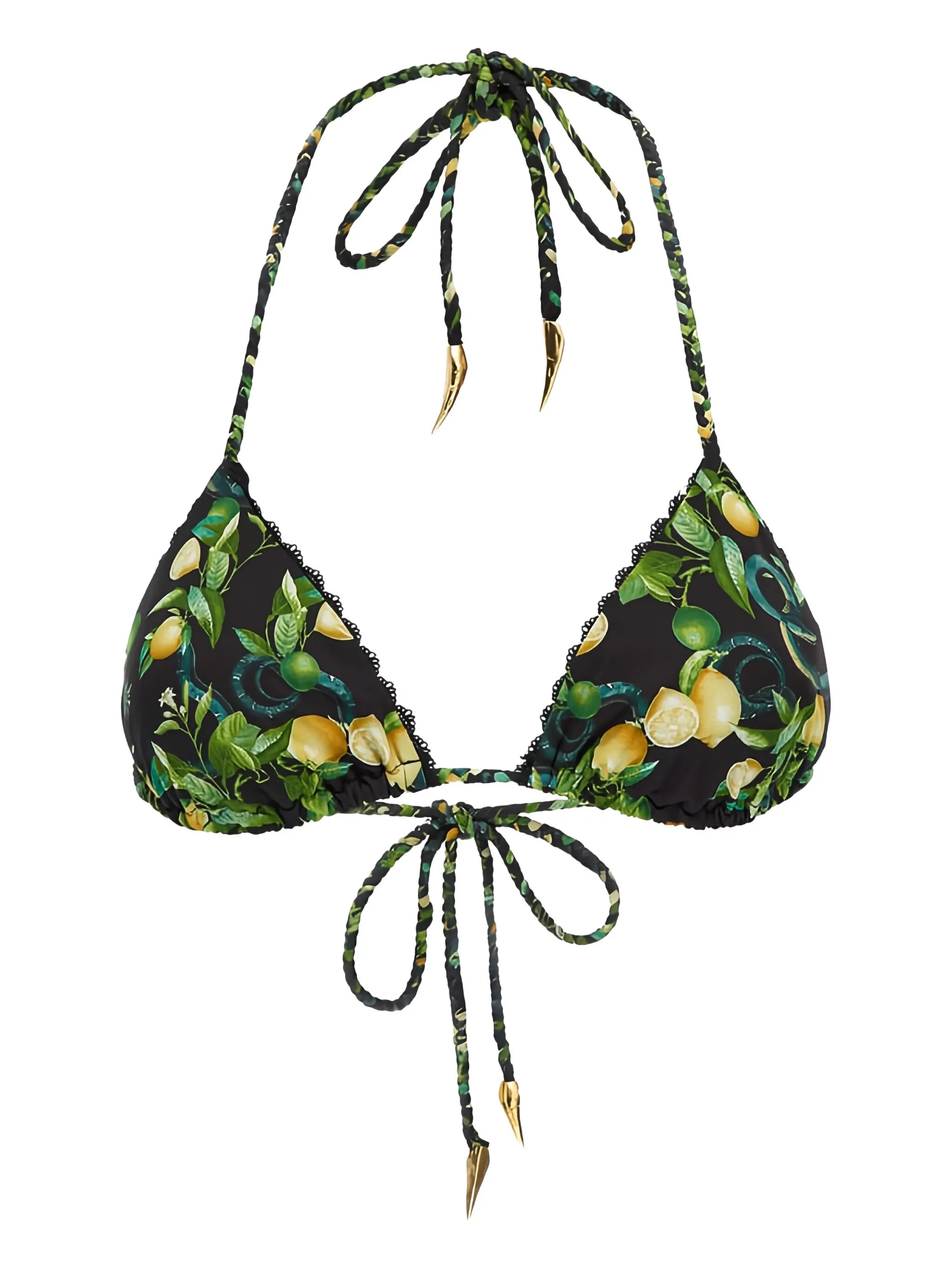 

Топ бикини с треугольными чашками и принтом Roberto Cavalli, черный