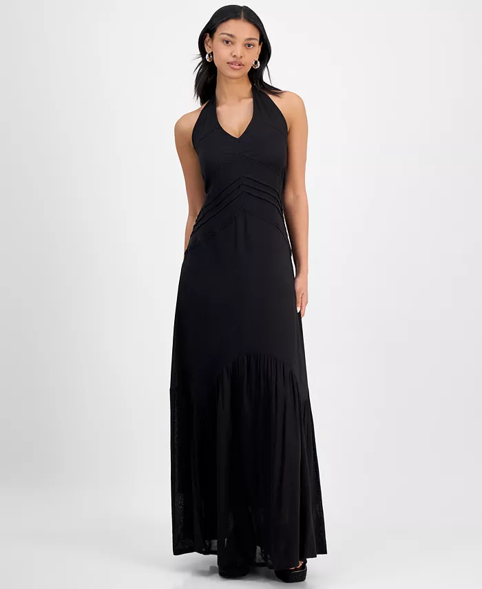 

Женское макси-платье с защипами и плиссировкой на бретелях And Now This, черный