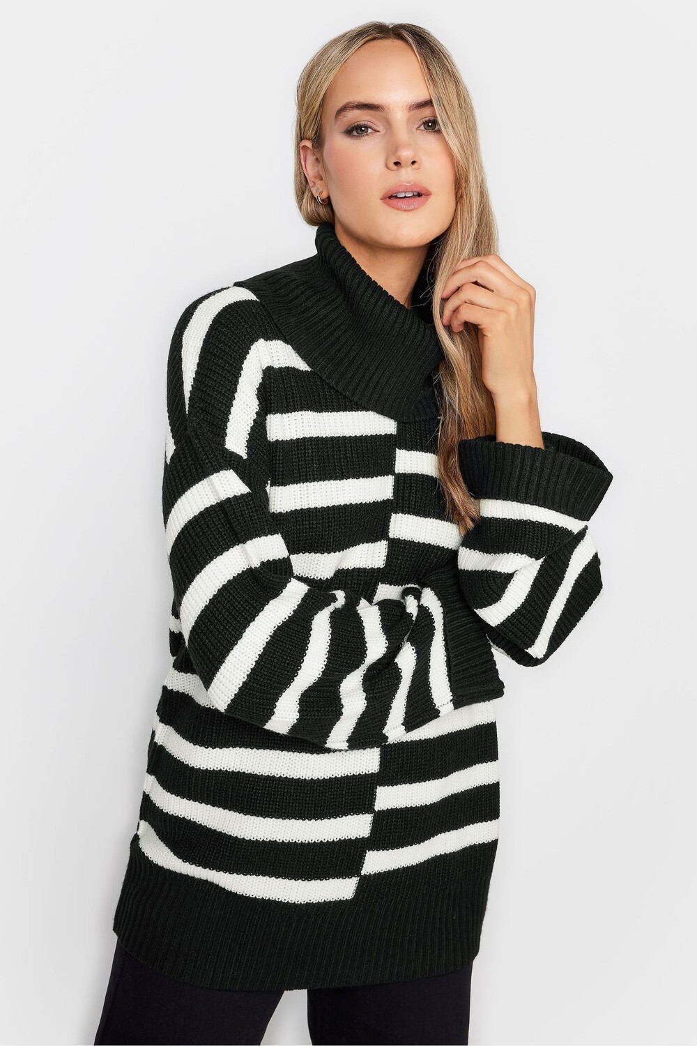 

Моно крой около полосатый джемпер Long Tall Sally, черный
