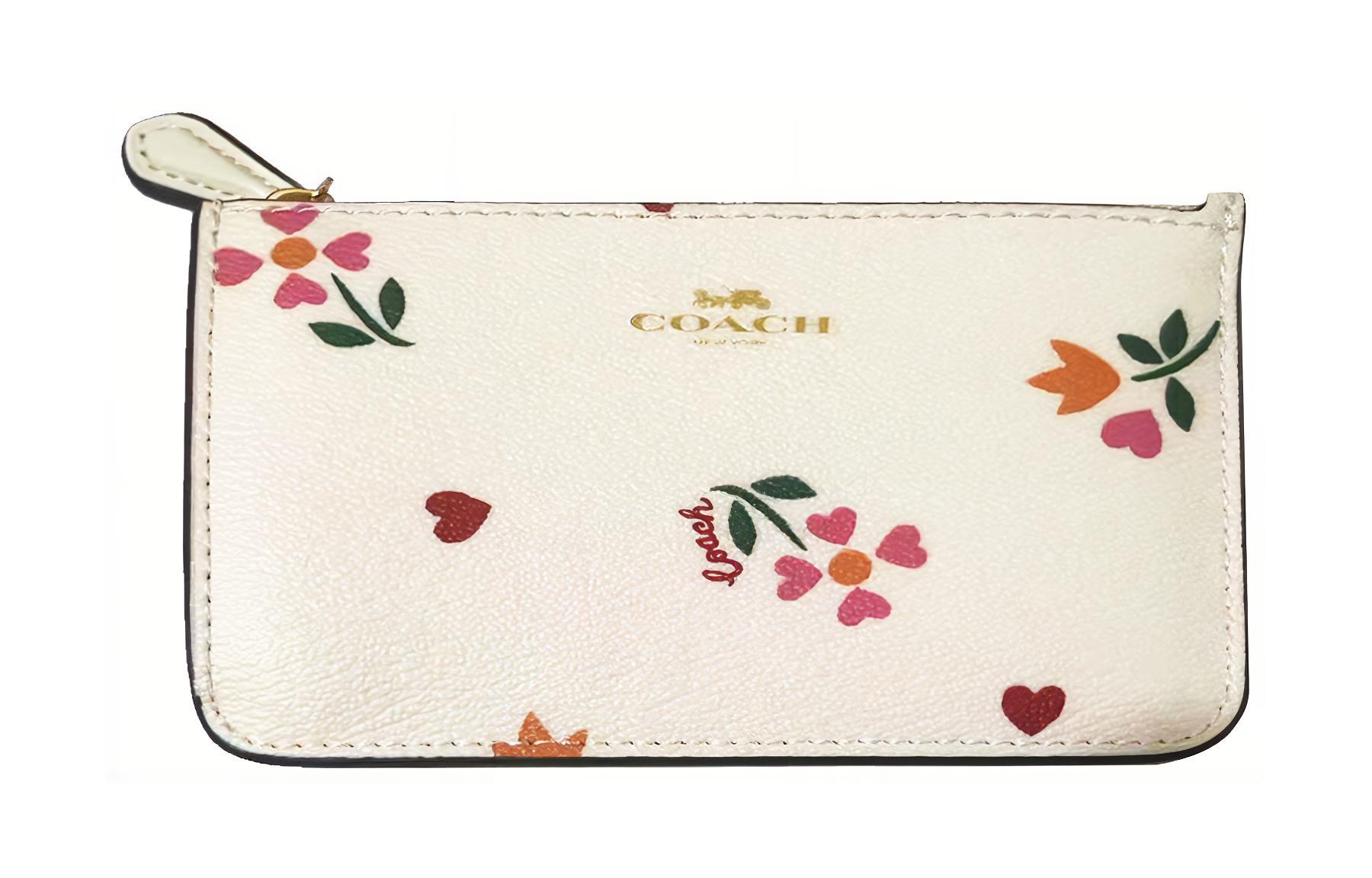 

COACH Кожаный кошелек с угловой молнией на запястье женский белый