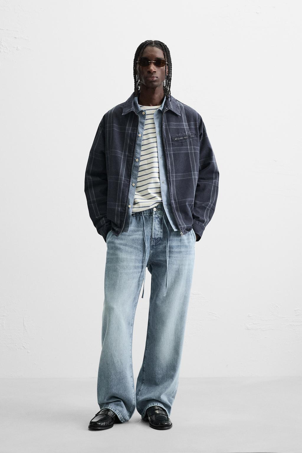 

Клетчатая куртка на молнии ZARA, синий