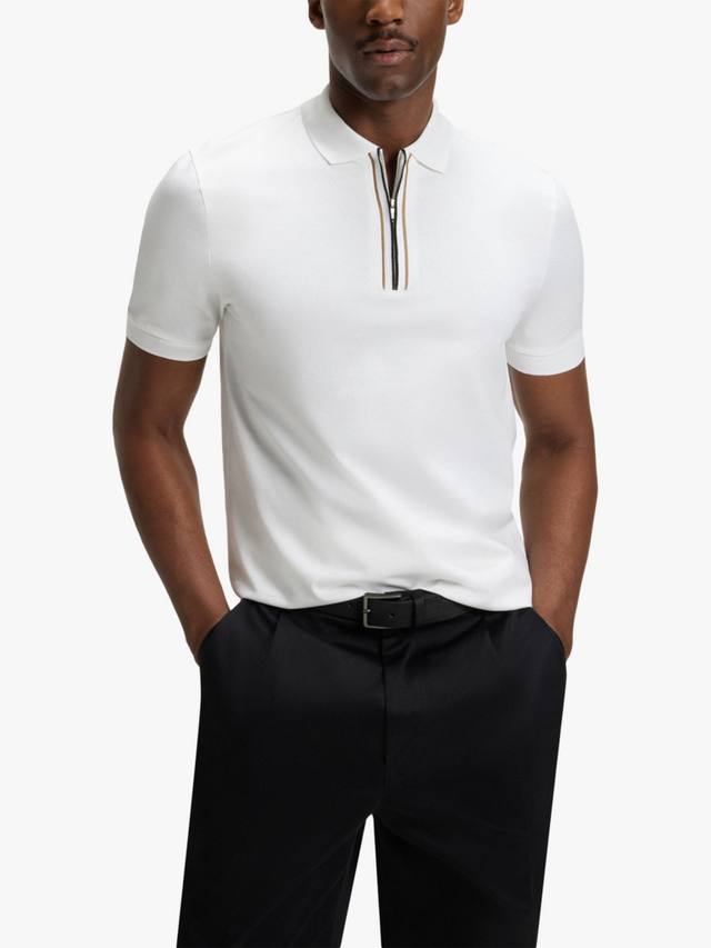 

BOSS футболка-поло с короткими рукавами и молнией из чистого хлопка HUGO BOSS, White/Multi