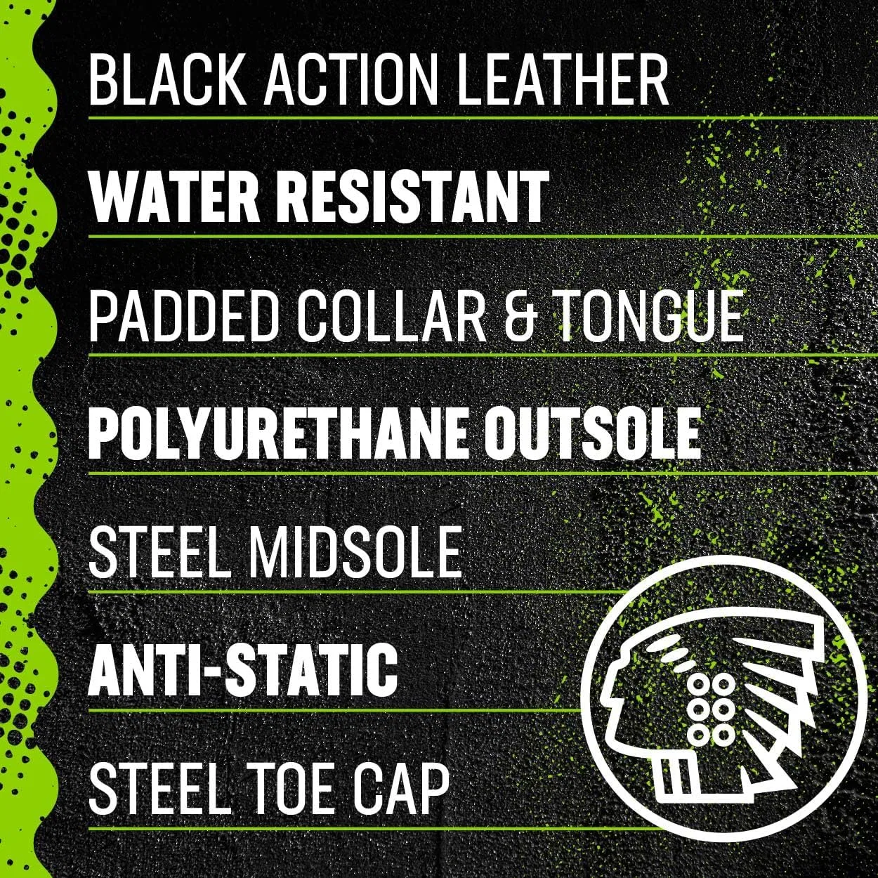 Апачи, мужские низкие туфли Sterling Safetywear, Black — фото 4