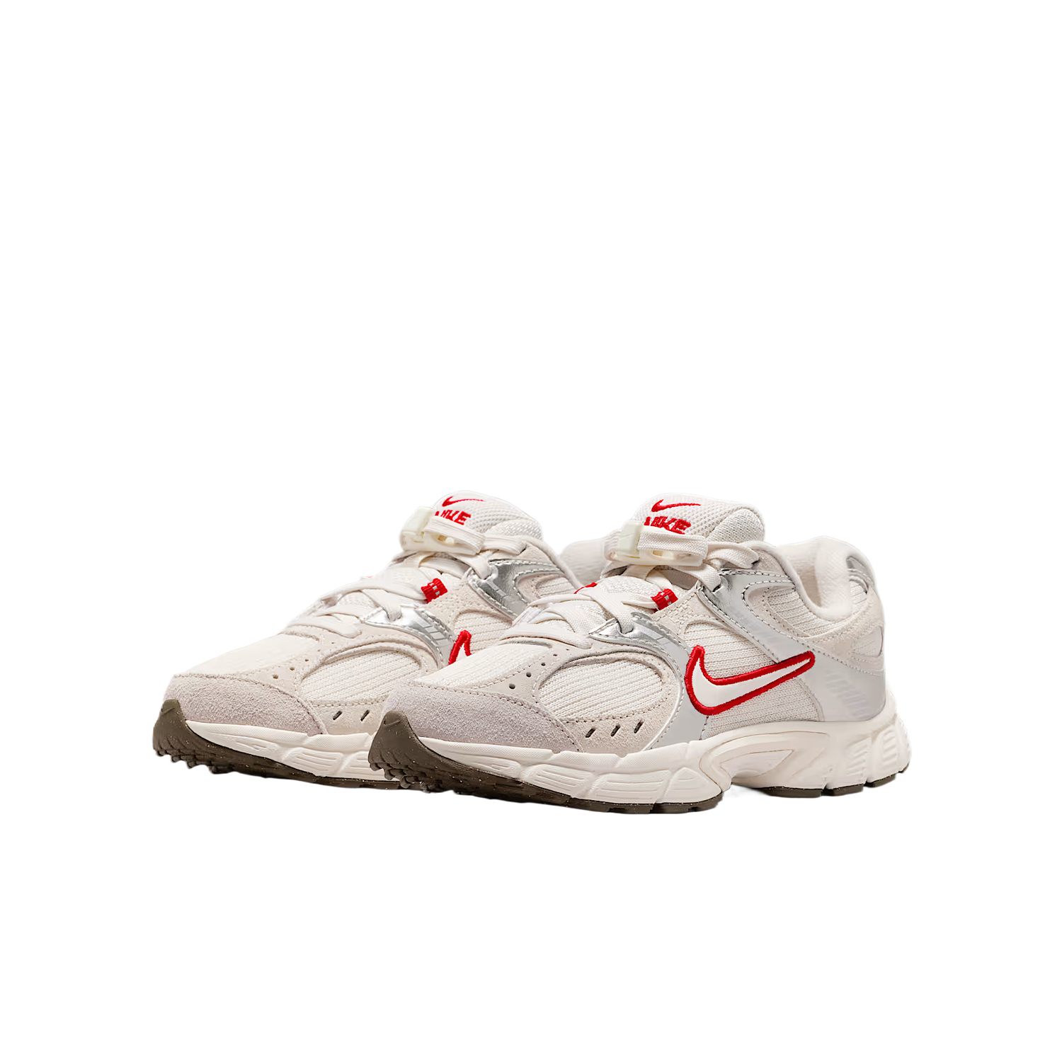 Кожаные, текстильные дышащие низкие детские кроссовки Unisex Nike, phantom серый белый/sail белый/темно коричневый/sail белый — фото 4