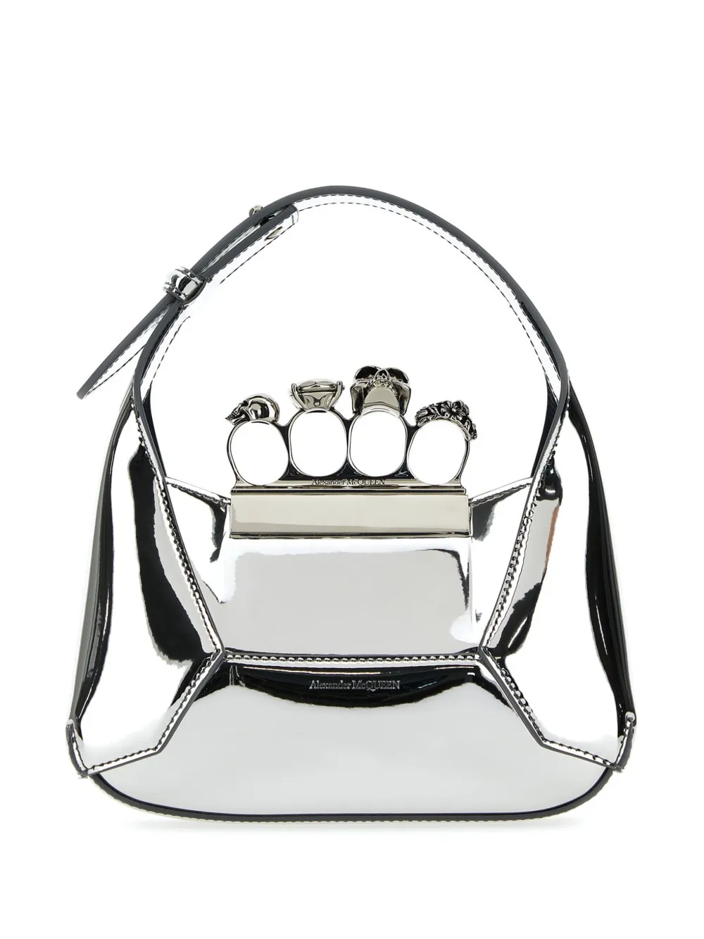 

Мини-сумка Jewelled Hobo с эффектом металлик Alexander McQueen, серебяный