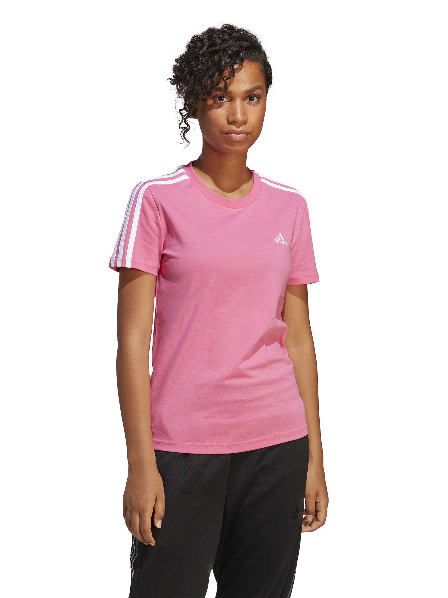 

Футболка Adidas Sportswear LOUNGEWEAR Essentials Slim 3-Stripes, розовый