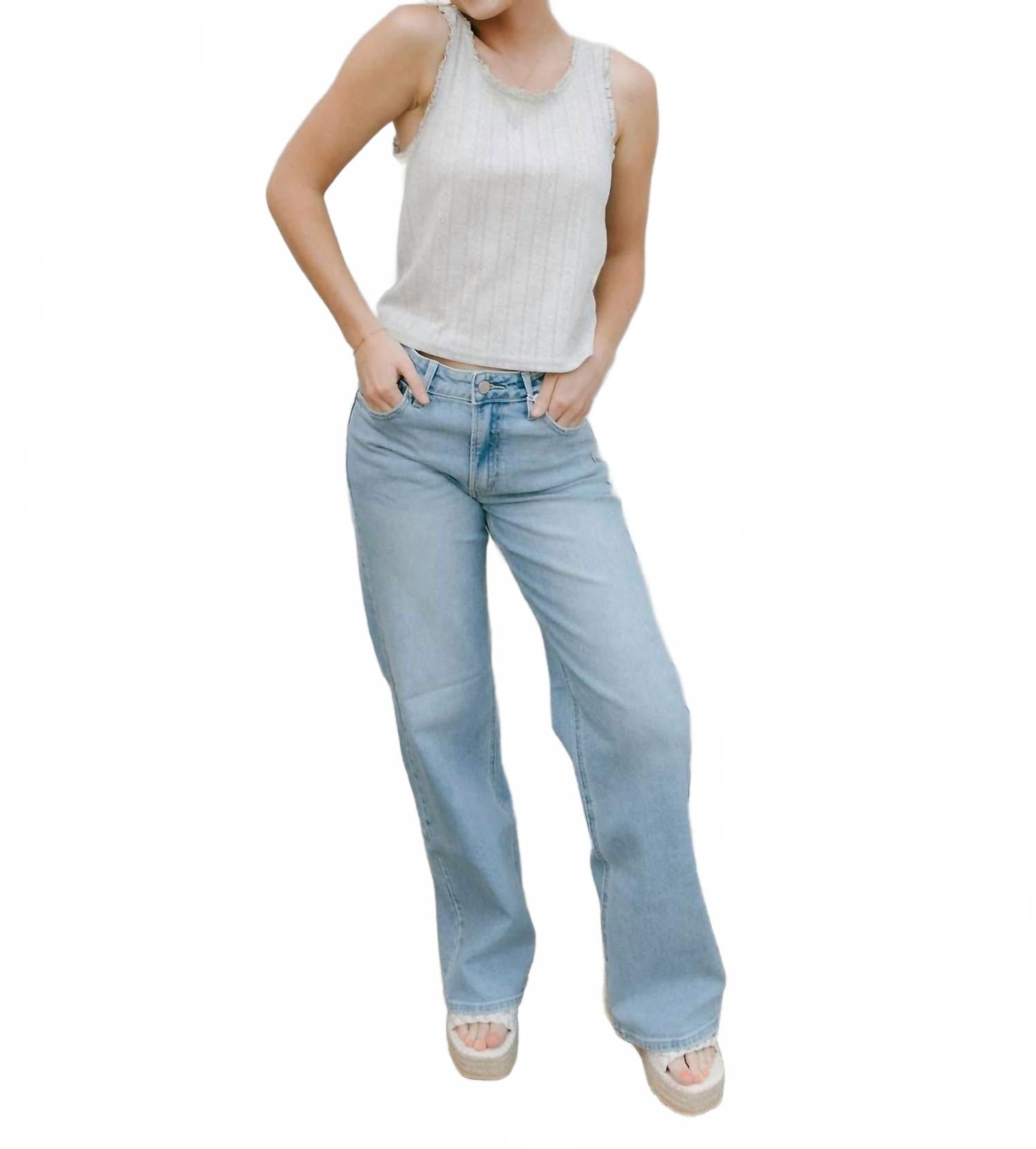

Высокие прямые джинсы во всю длину в светлом дениме JBD., Light Denim