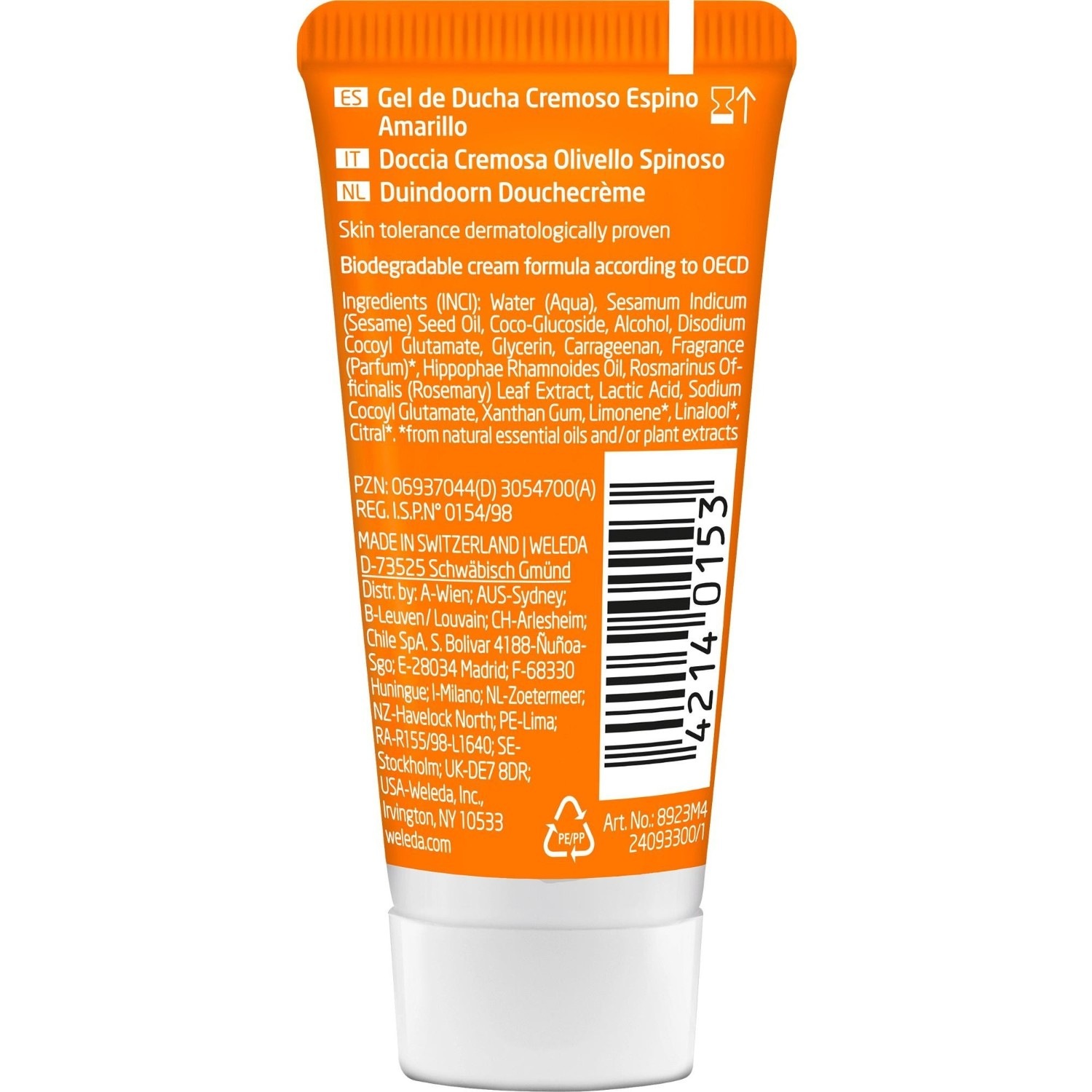 Гель для душа sanddorn sanddorn vitality vitalisierungdusche Weleda, объем 20 мл — фото 2