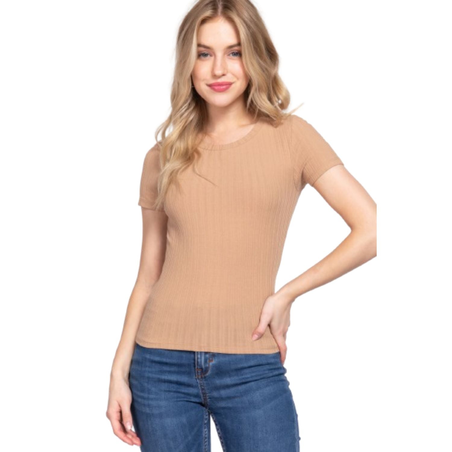 

Короткий топ с круглым вырезом и разноцветной резинкой FASHNZFAB, цвет sand khaki