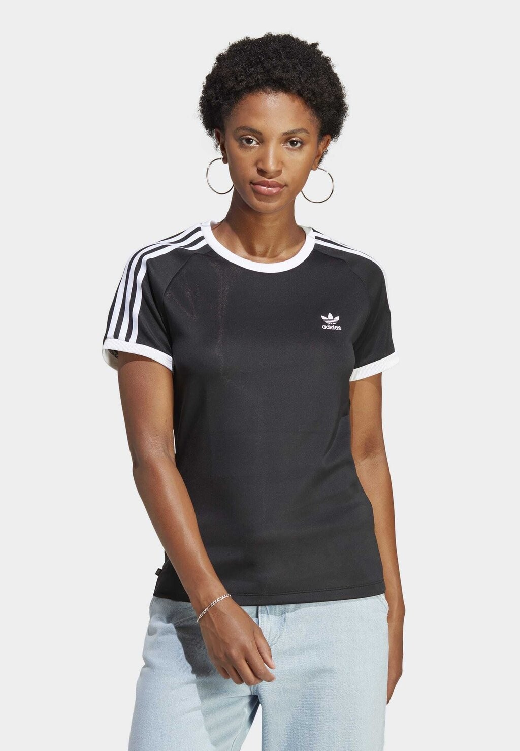 

Футболка с принтом CLASSICS SLIM 3-STRIPES adidas Originals, цвет black