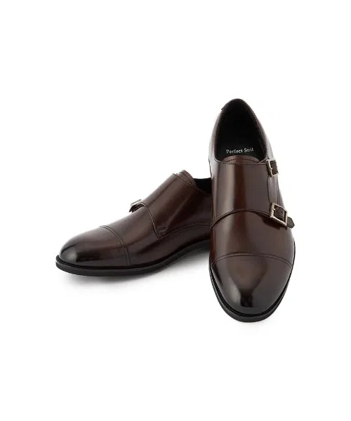 Мужские кожаные туфли Double Monk Perfect Suit FActory коричневые