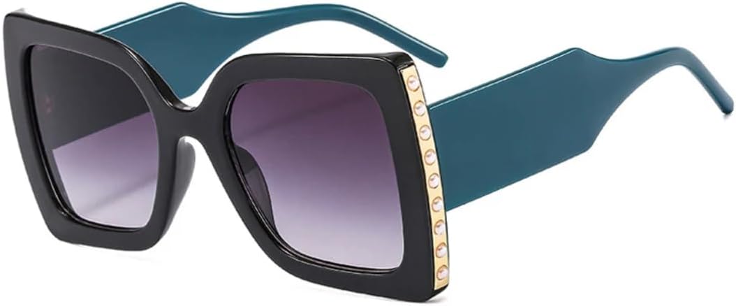 

Модные солнцезащитные очки большого размера для женщин, ретро, ​​роскошные, с жемчужной отделкой, двухцветные, с широкими дужками, мужские, UV400 VRTRFFTR, Black Blue Gray