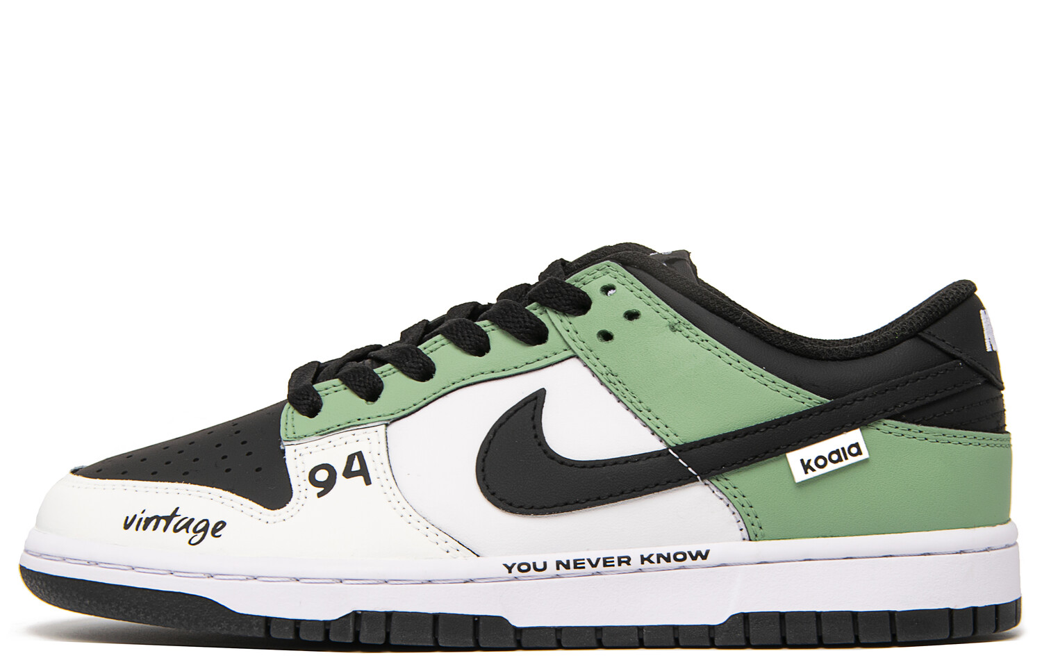 

Кроссовки Nike Dunk Skateboarding Shoes Unisex Low-top Black, Green And White, зеленый