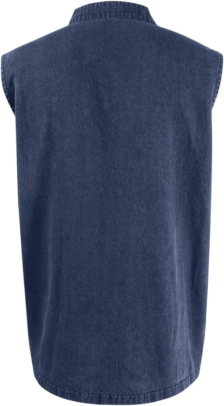 Мужской топ-безрукавка Henley с V-образным вырезом, Navy — фото 2