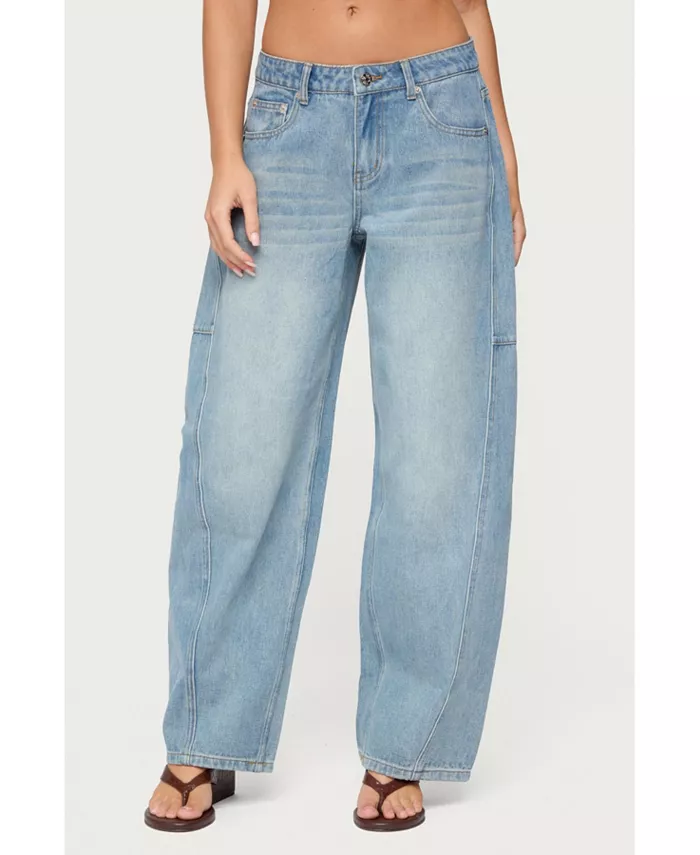 

Женские джинсы Korie Barrel Leg с низкой посадкой Edikted, синий