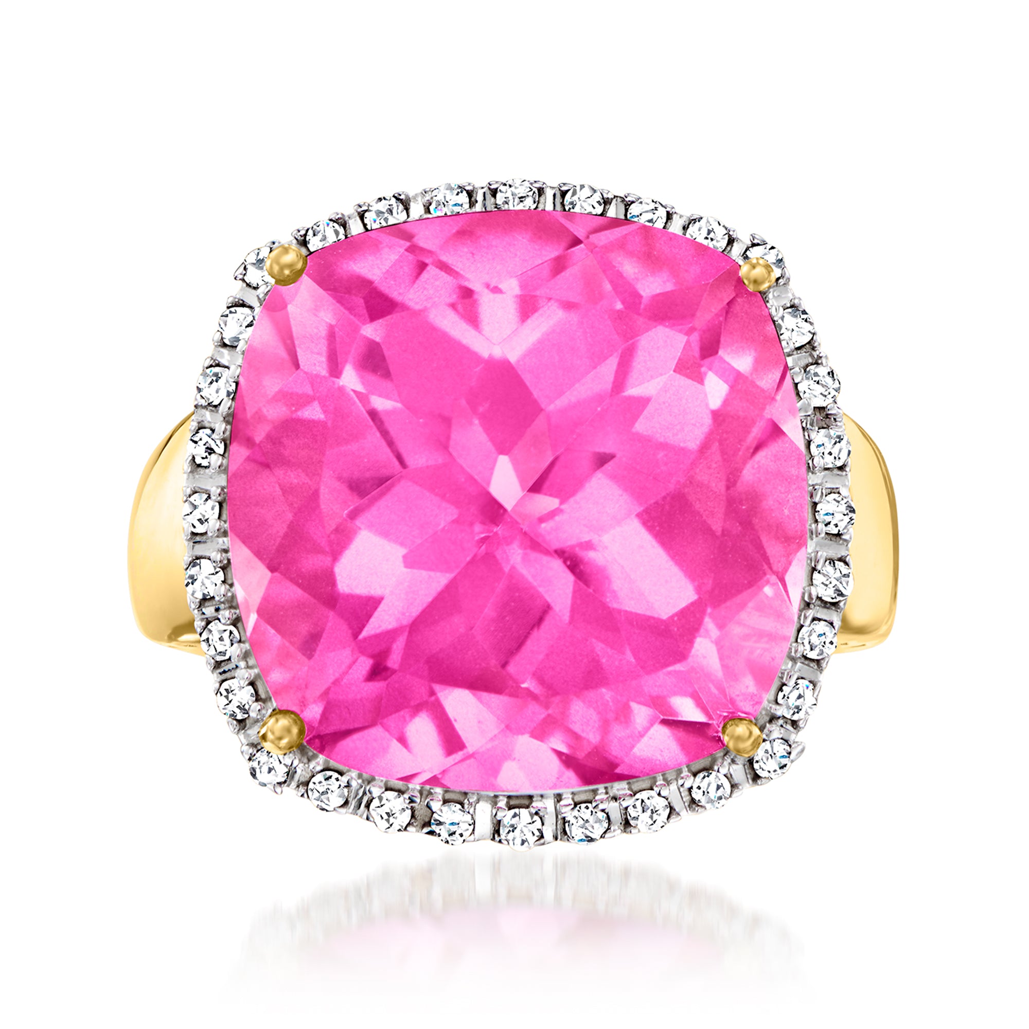 

Кольцо Ross-Simons с розовым топазом и бриллиантами из 14-каратного желтого золота Ross-Simons, розовый