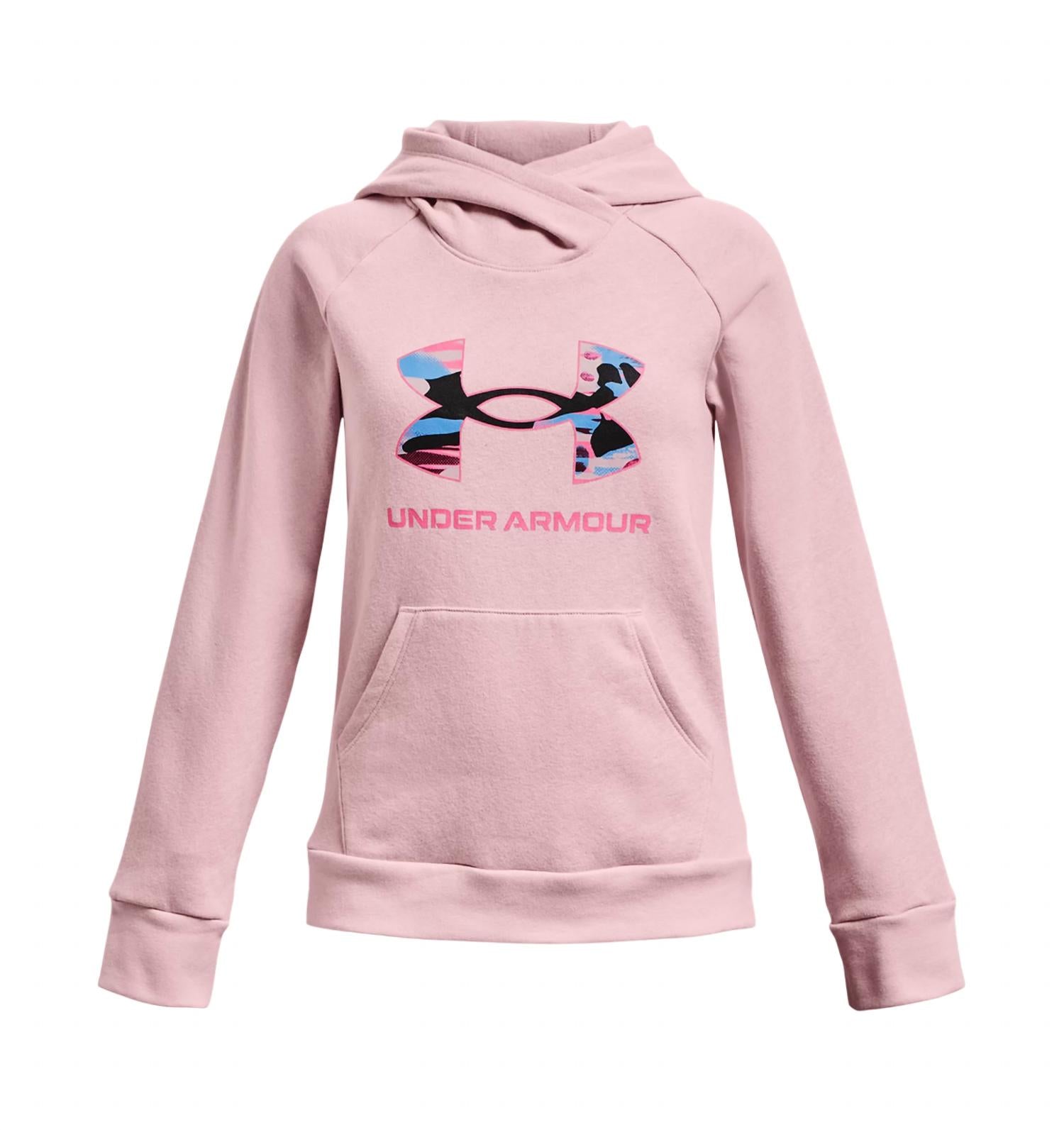 

Детская худи Rival с большим логотипом, флисовая, цвет Prime Pink / Pink Punk Under Armour