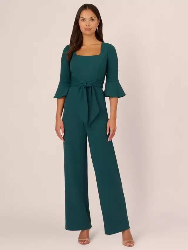 

Комбинезон Adrianna Papell Knit Crepe Tie Front, цвет hunter/green