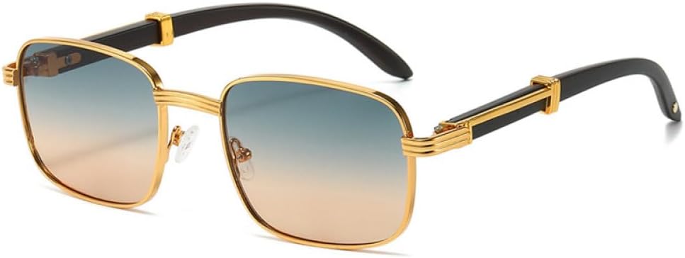 

Винтажные квадратные солнцезащитные очки для мужчин, модные градиентные очки с защитой от УФ-излучения UV400 для женщин, панк-металлические очки MTZJH, Gold-greenbrown