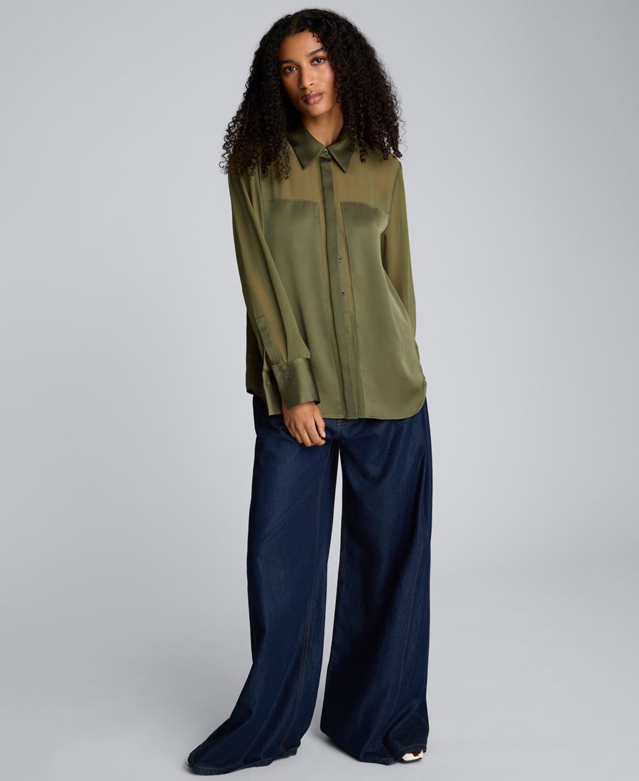 

Женская рубашка с воротником на пуговицах Kenneth Cole, Olive Green