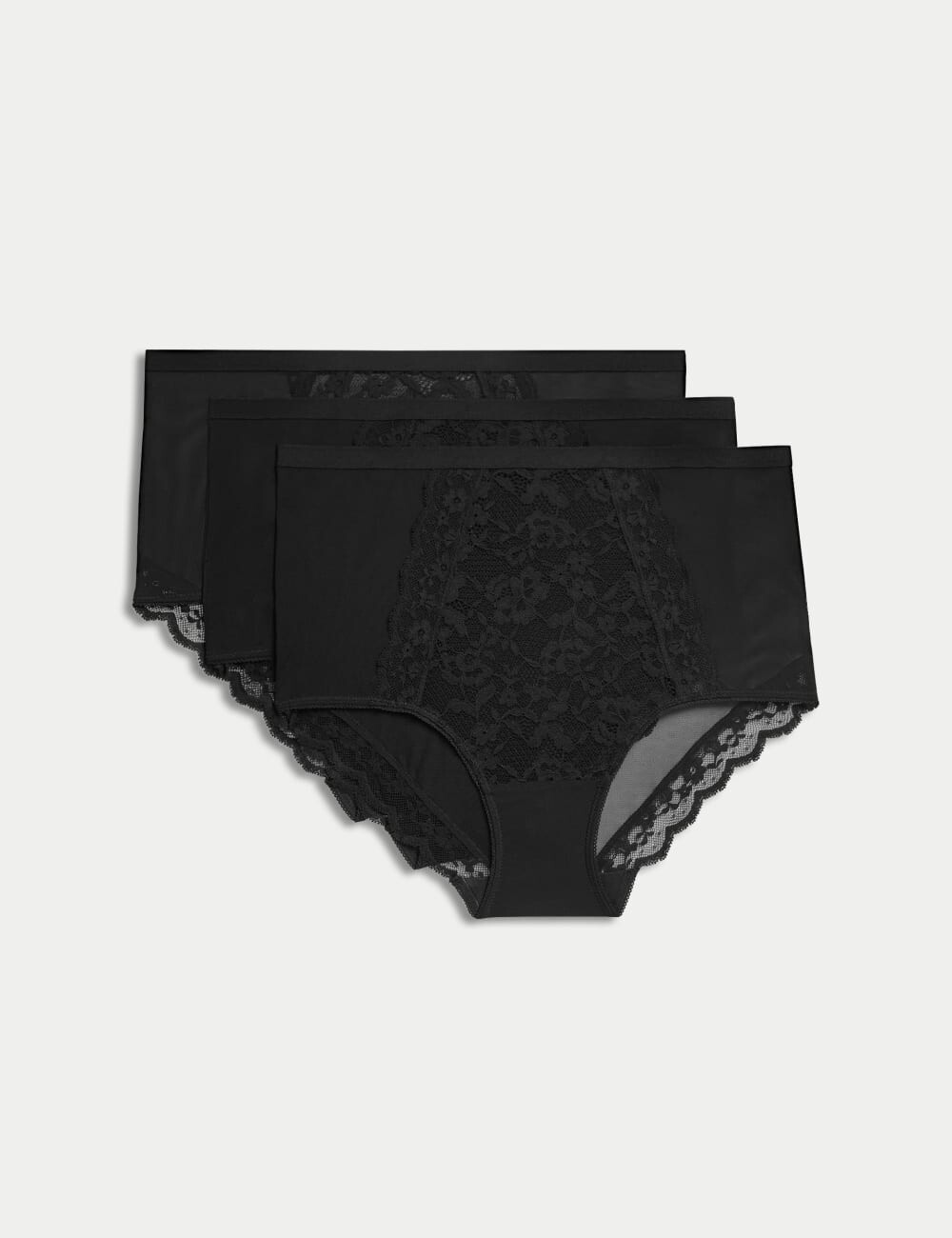 

3 пары кружевных трусиков Marks & Spencer, черный