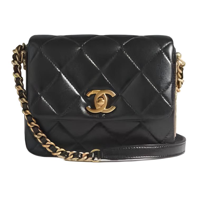 

CHANEL Миниатюрная женская сумка-кроссбод из овчины черная