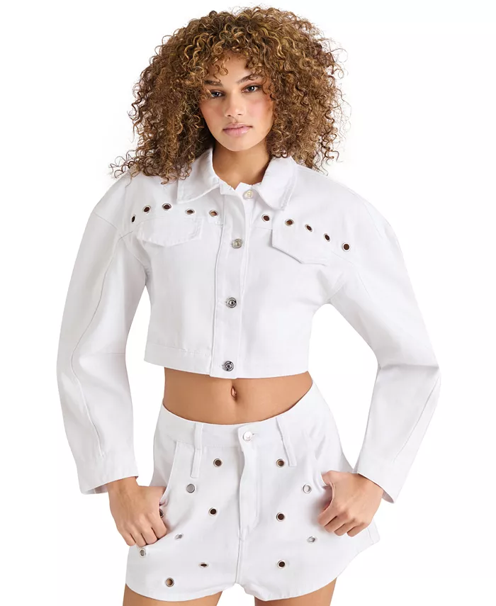 

Женская джинсовая куртка Damiani Barrel-Sleeve из хлопка Steve Madden, белый