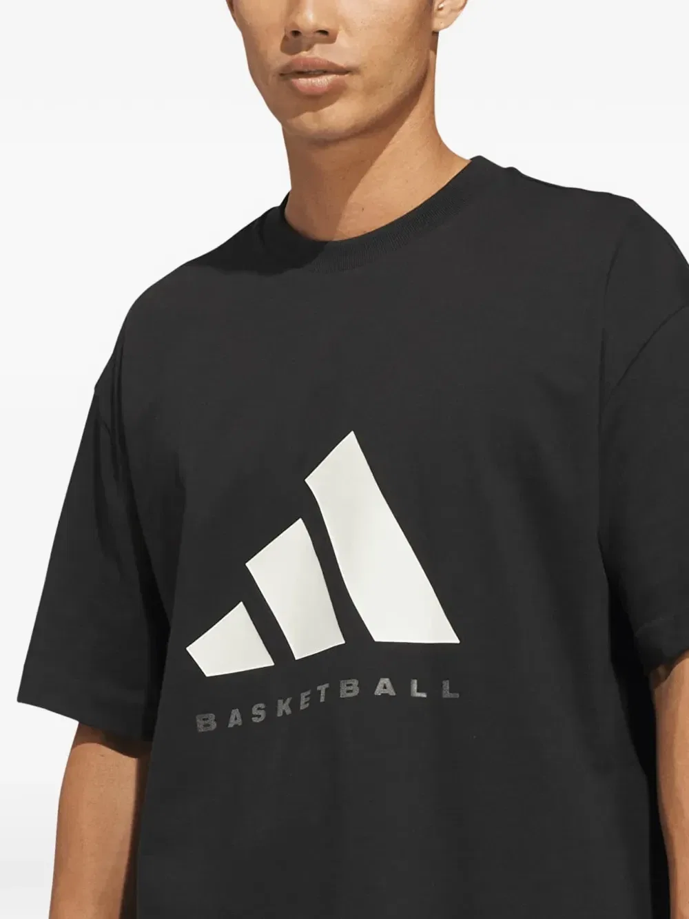Футболка из хлопка с логотипом Adidas, черный — фото 4
