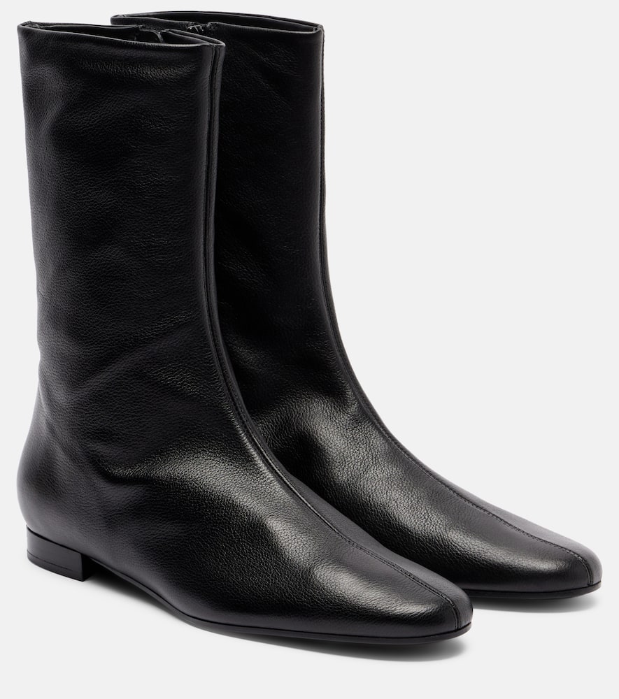 Кожаные ботинки до щиколотки Toteme, Black