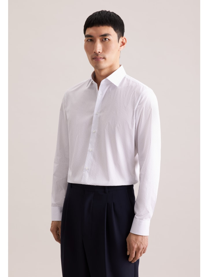 

Seidensticker Приталенная деловая рубашка среднего синего цвета