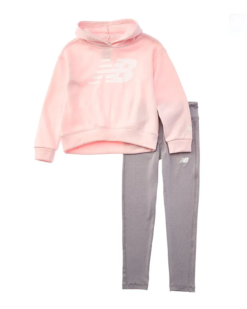 Комплект New Balance из 2 предметов: худи и леггинсы, розовый — фото 2