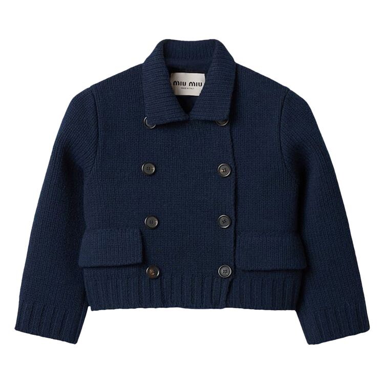 

Куртка Miu Miu Cropped Wool Jacket Navy, синий