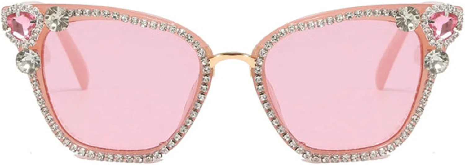 

Солнцезащитные очки Willochra «Кошачий глаз» с кристаллами для женщин, модные, с бриллиантовым блеском, для вечеринки, сверкающие хрустальные очки F25, Pink