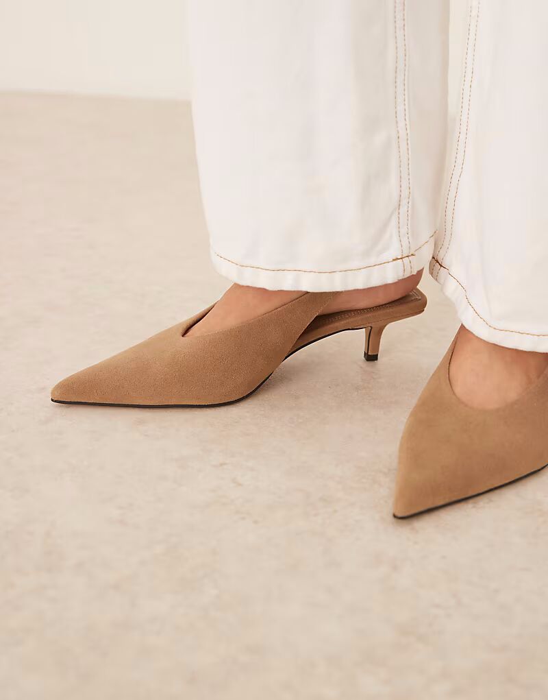 Туфли ASOS DESIGN Sydney на каблуке-рюмочке из серо-коричневой замши — фото 4