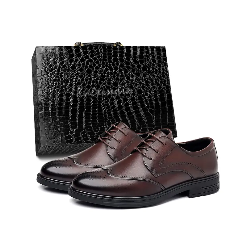 

Kaltendin Мужские туфли для костюма низкие черно-коричневые кожаные, цвет Brown Leather Box