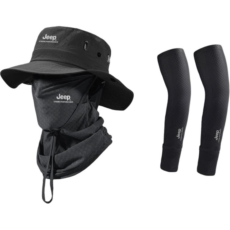 

Jeep Унисекс шапка от солнца из полиэстера, Black Three-Piece Set (Hats & Caps+Face Masks+Cooling Arm Sleeves)