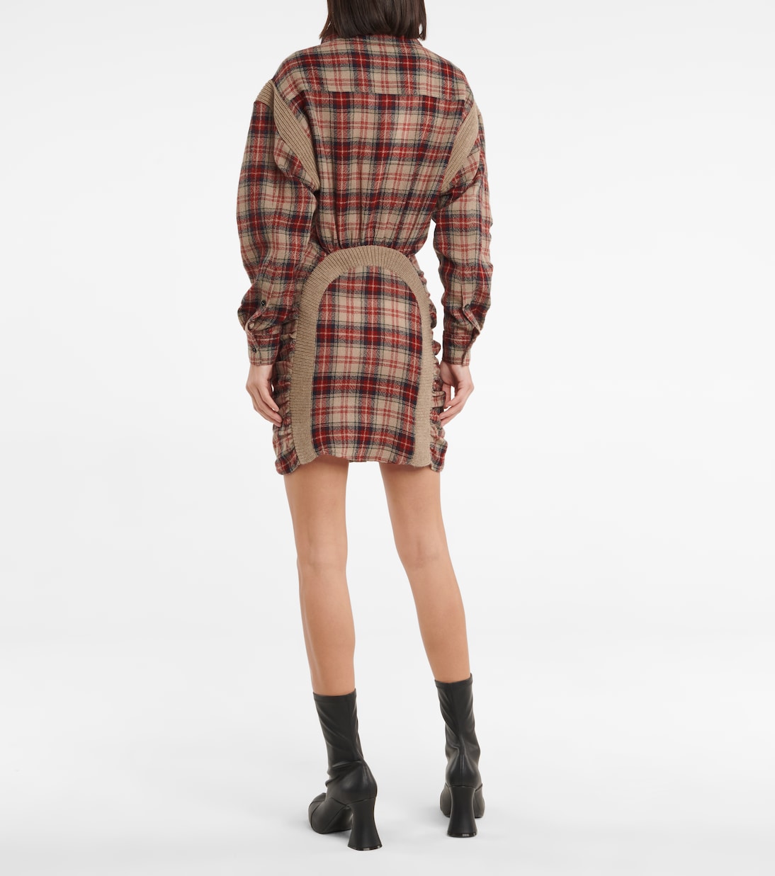 Мини-платье из шерстяной клетчатой рубашки Stella McCartney, разноцветный — фото 3