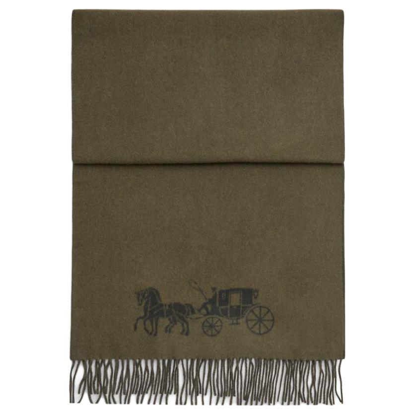 

COACH Шерстяной вязаный шарф Unisex Olive Green, Зеленый, COACH Шерстяной вязаный шарф Unisex Olive Green