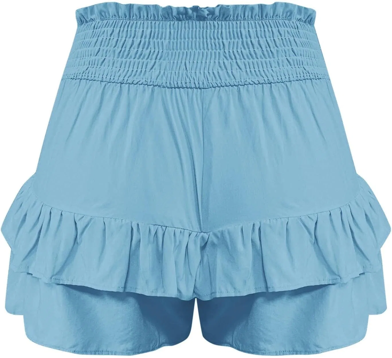 Шорты Active с высокой талией, рюшами и цветочной подгибкой, A04_light Blue — фото 4
