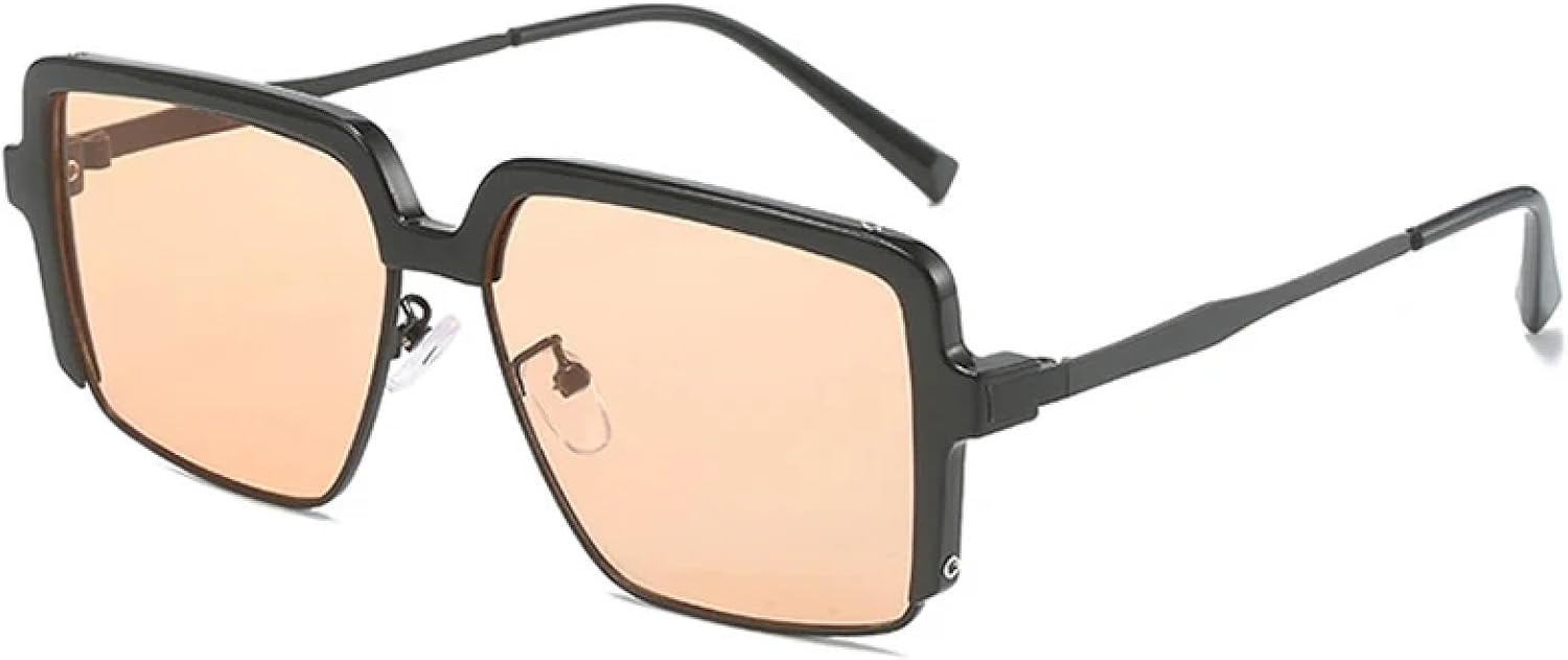 

Классические солнцезащитные очки в крупной оправе для женщин и мужчин, модные, металлические, для активного отдыха, спорта, вождения, с защитой от УФ-излучения UV400 TKKTLLT, Black Champagne