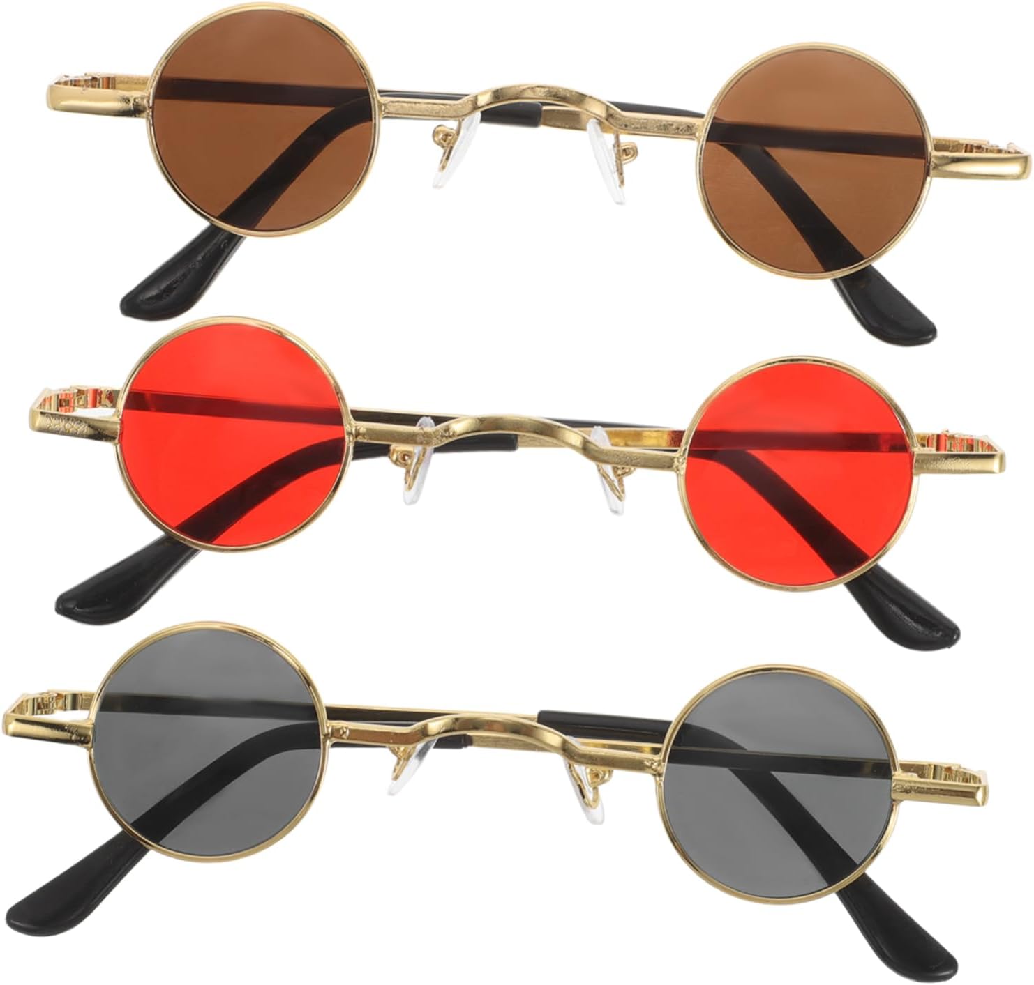 

BESTOYARD 3 шт. Винтажные круглые солнцезащитные очки для женщин и мужчин в стиле ретро-стимпанк. Легкие круглые очки для создания уникального модного образа на вечеринке, Assorted Color
