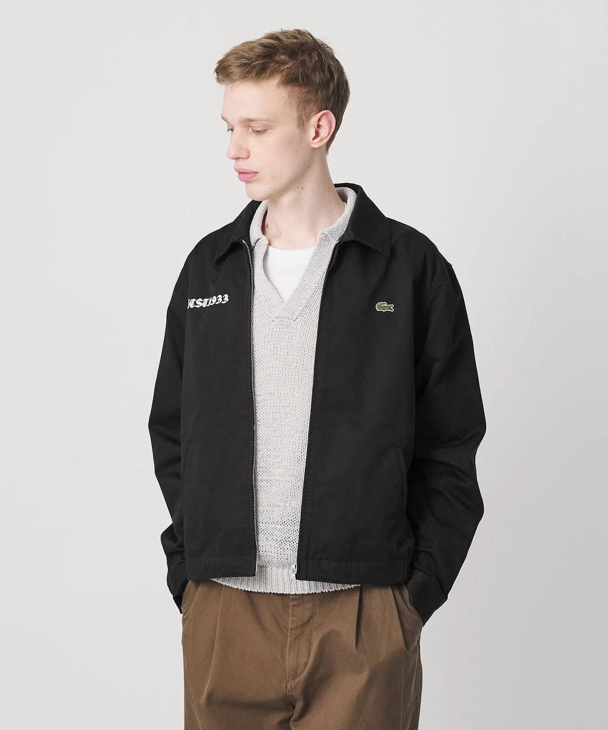 Бомбер Lacoste с вышивкой 1933, чёрный
