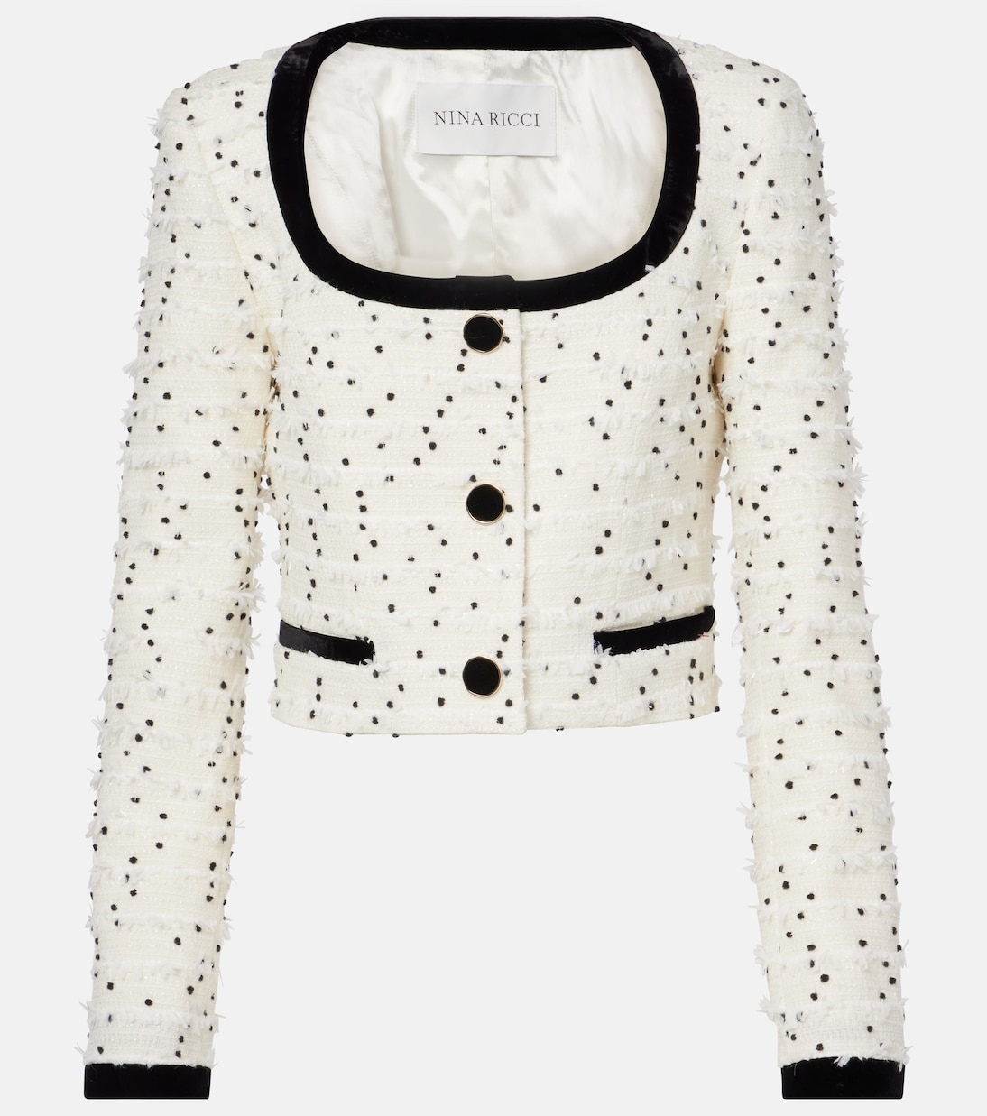 

Пиджак из твида с бахромой в горошек из смесовой шерсти Nina Ricci, Tweed Polka Dots