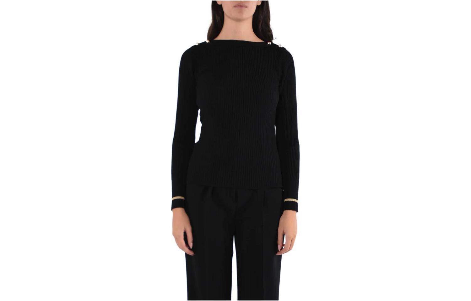 

МаксМара Черный свитер с длинным рукавом и круглым вырезом