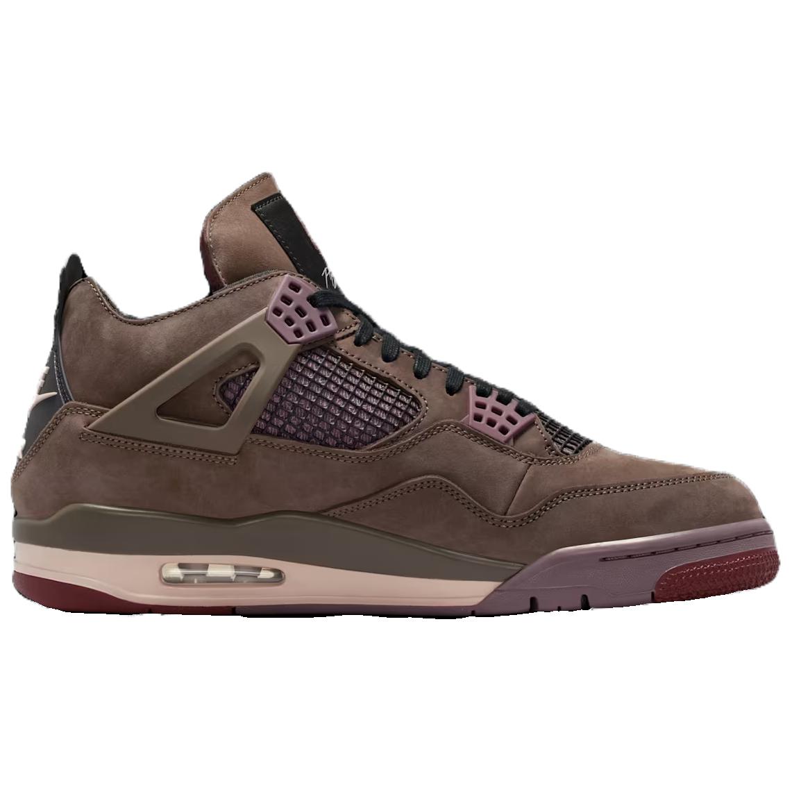 Jordan A Ma Maniére x Air 4 устойчивые к скольжению и истиранию мид-топ винтажные баскетбольные кроссовки унисекс Brown — фото 3