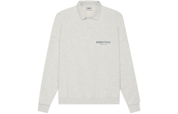 Рубашка ss21 long sleeve french terry polo shirt 'light heather oatmeal' Fear Of God Essentials, серый — фото 2